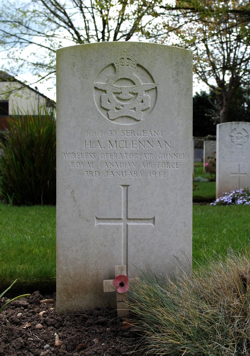 Photo of headstones/Hilbert_Alexander_MCLENNAN_canada d1942 hdstn Stratford-on-Avon